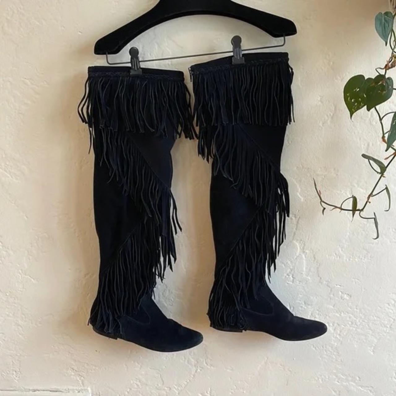 Sam edelman black fringe on sale boots