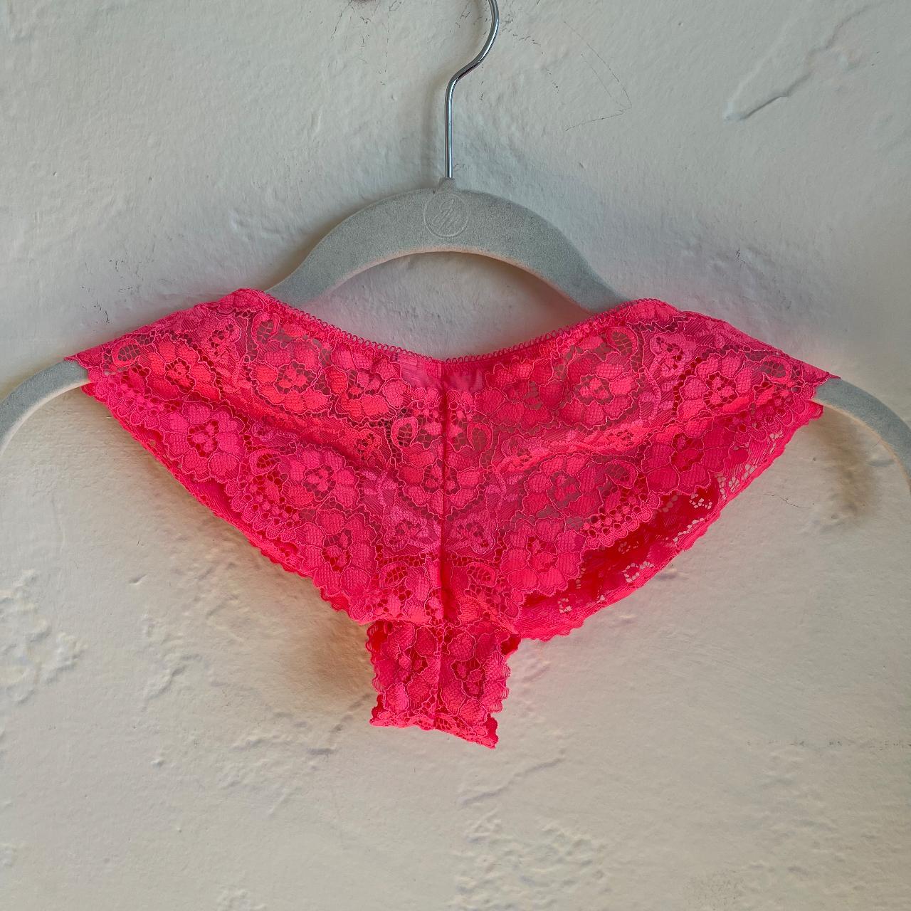 La Senza Hot Pink Lace Bralette & Tap Pant Panty - - Depop