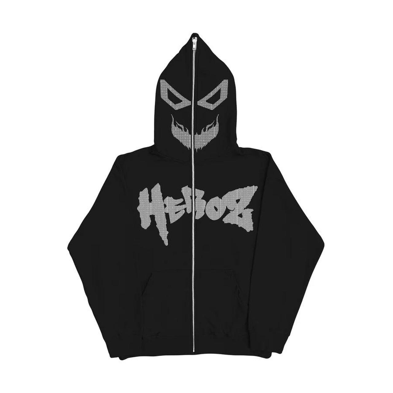 Heroz Black Rhinestone Zip Up Hoodie - Fully | Depop