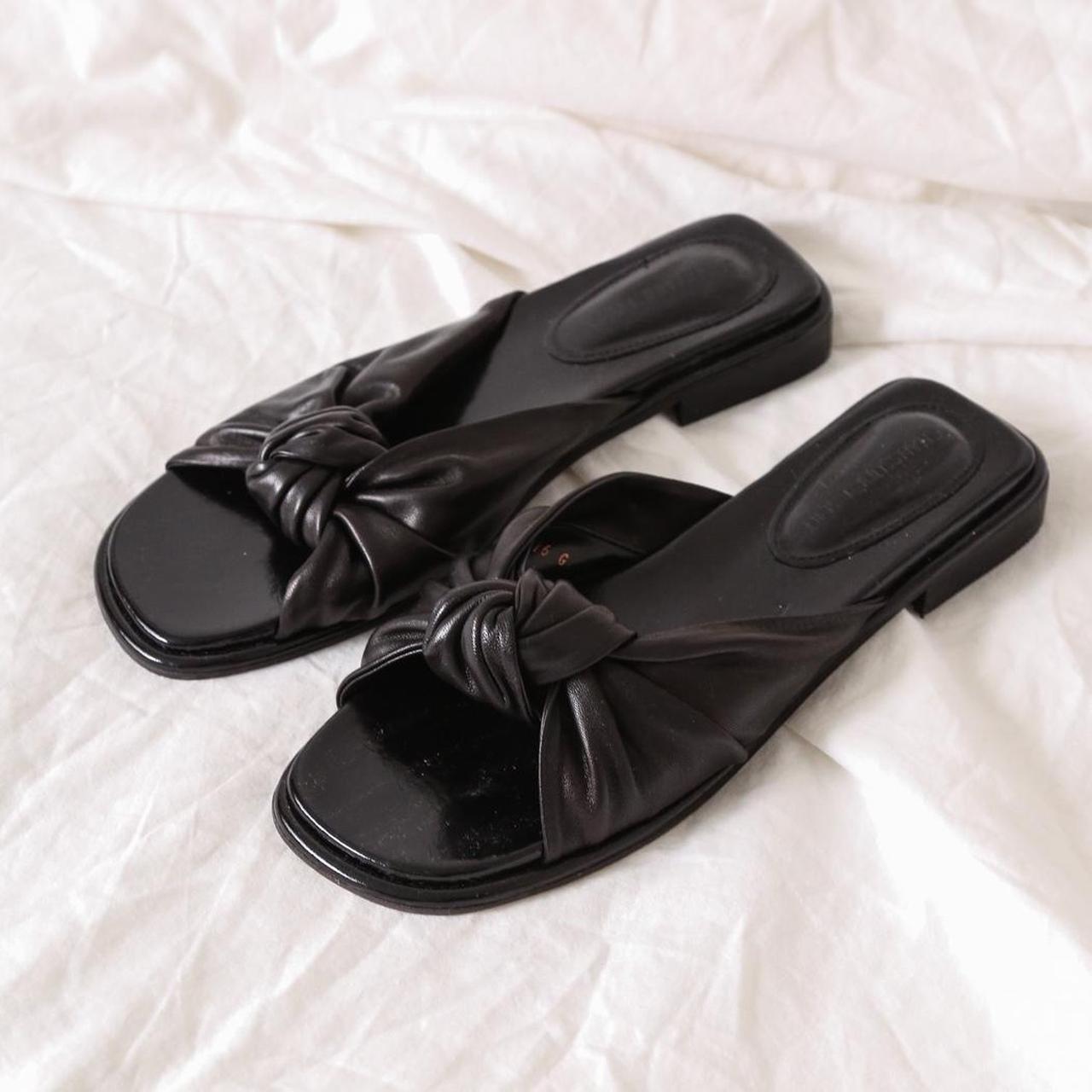 Chausseure Lapin black leather knot sandals. As new... - Depop