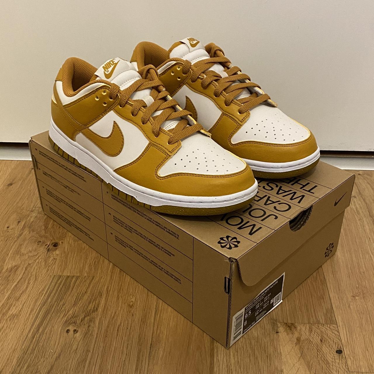 mustard and white dunks