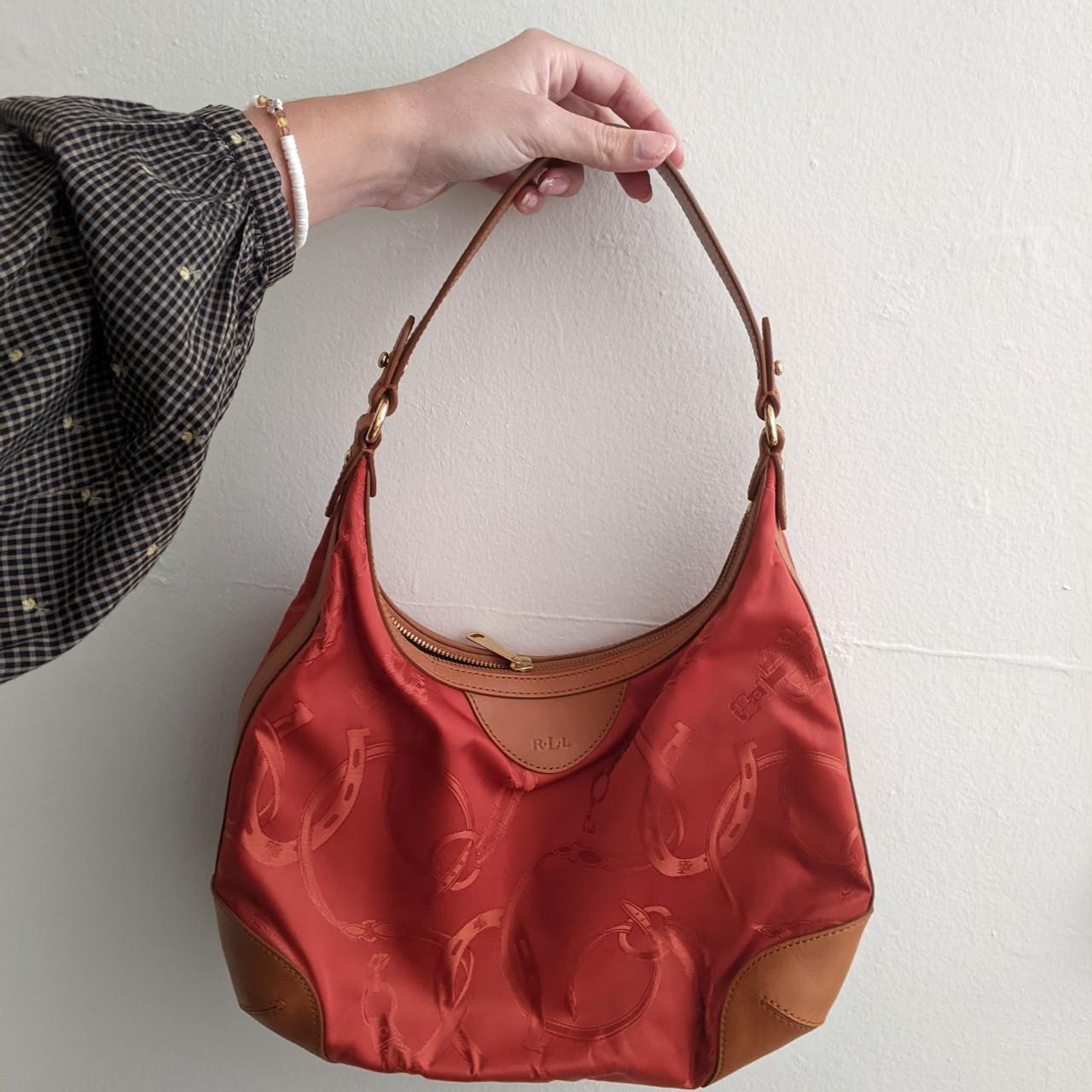 Lauren Ralph Lauren Leather Monogram Shoulder Bag