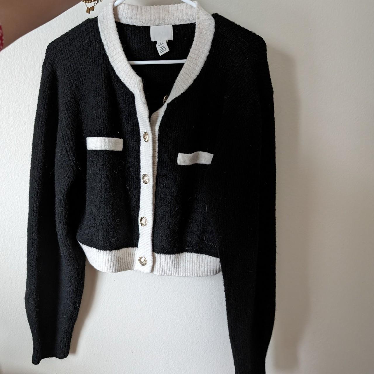 Womens black sale and white cardigan