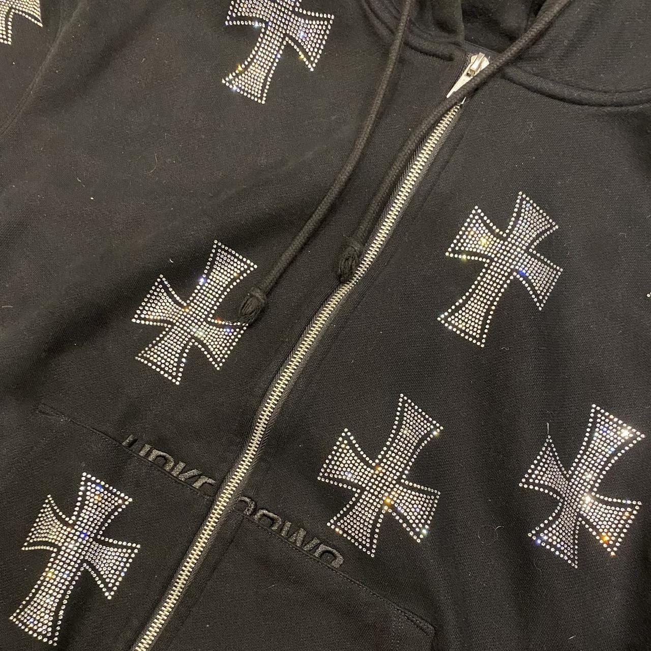 unknown london black rhinestone hoodie ✓ open to | Depop