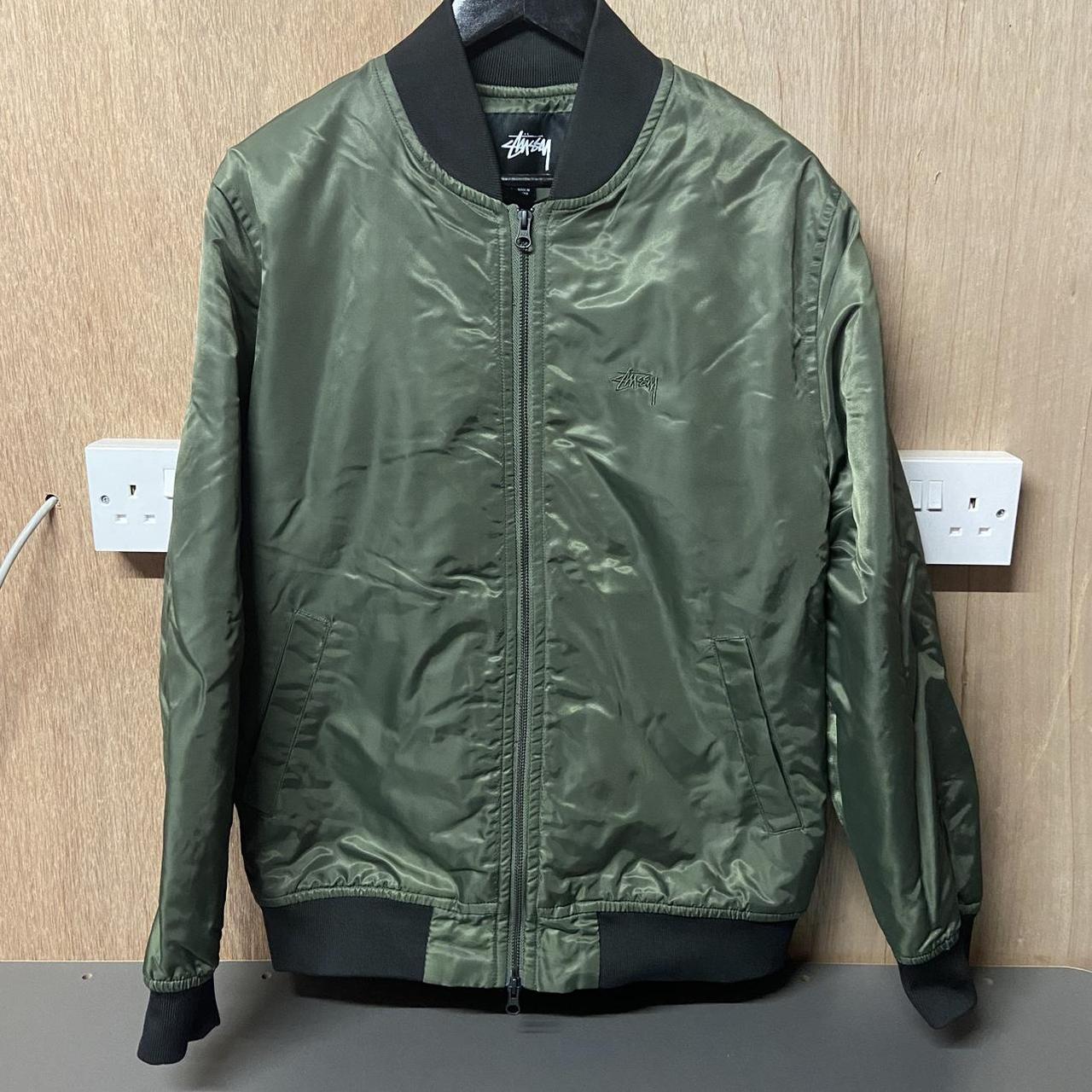 Stüssy Men's Green and Black Jacket | Depop