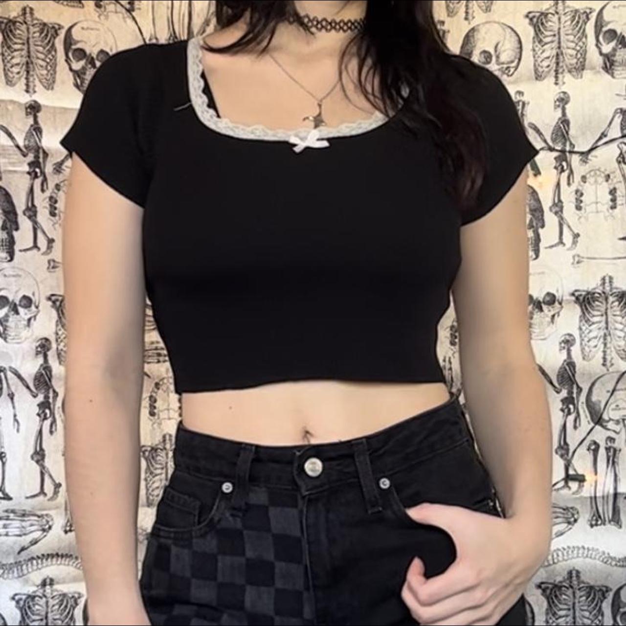 Dolls Kill Women's Black Crop-top | Depop