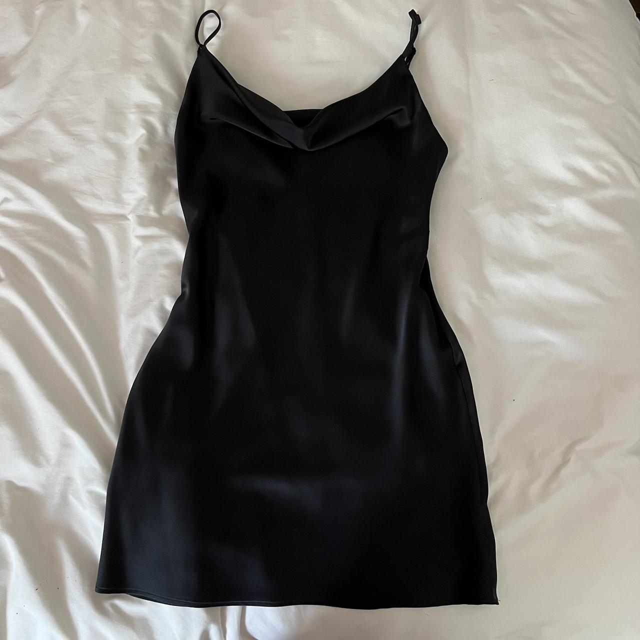 urban outfitters black silk mini dress would best... - Depop