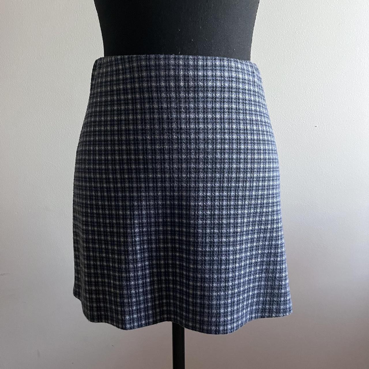 blue plaid mini skirt waist: 25-30in length:... - Depop