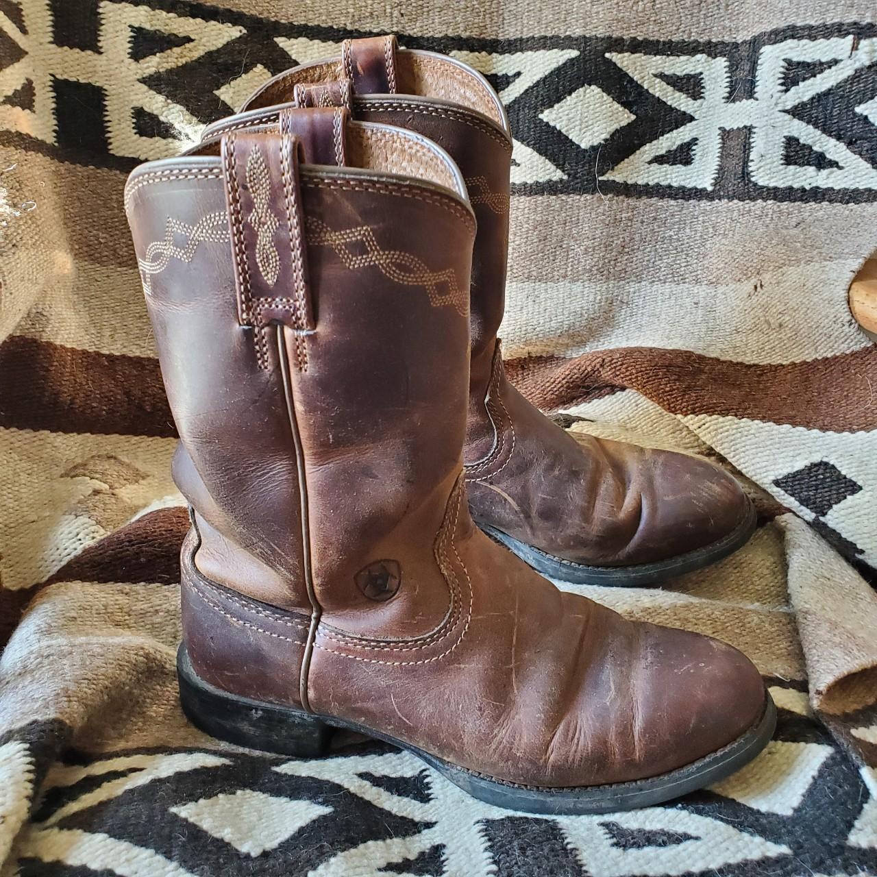 Brown Ariat Heritage Roper Western Cowboy Boots. Depop