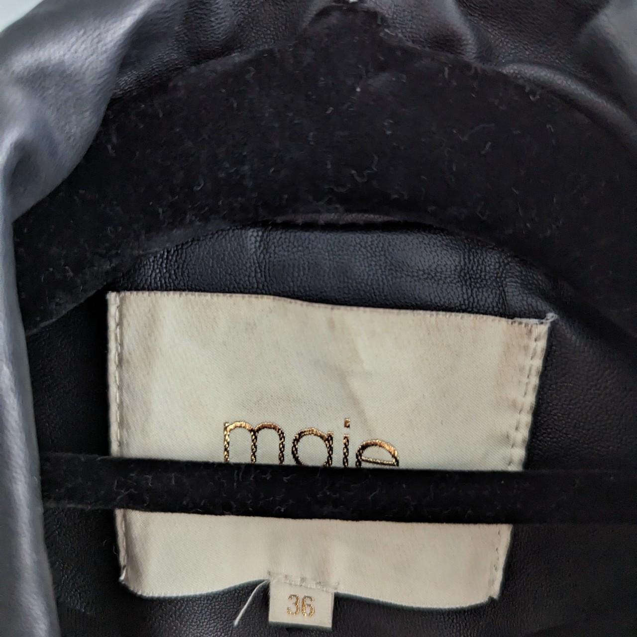 Maje leather jacket in black with silver zip details... - Depop