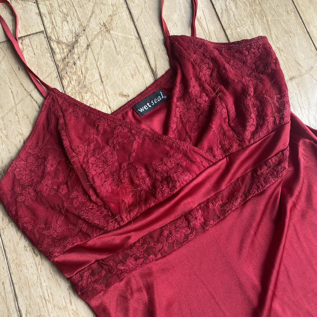 Wet Seal Women's Burgundy and Red Dress | Depop