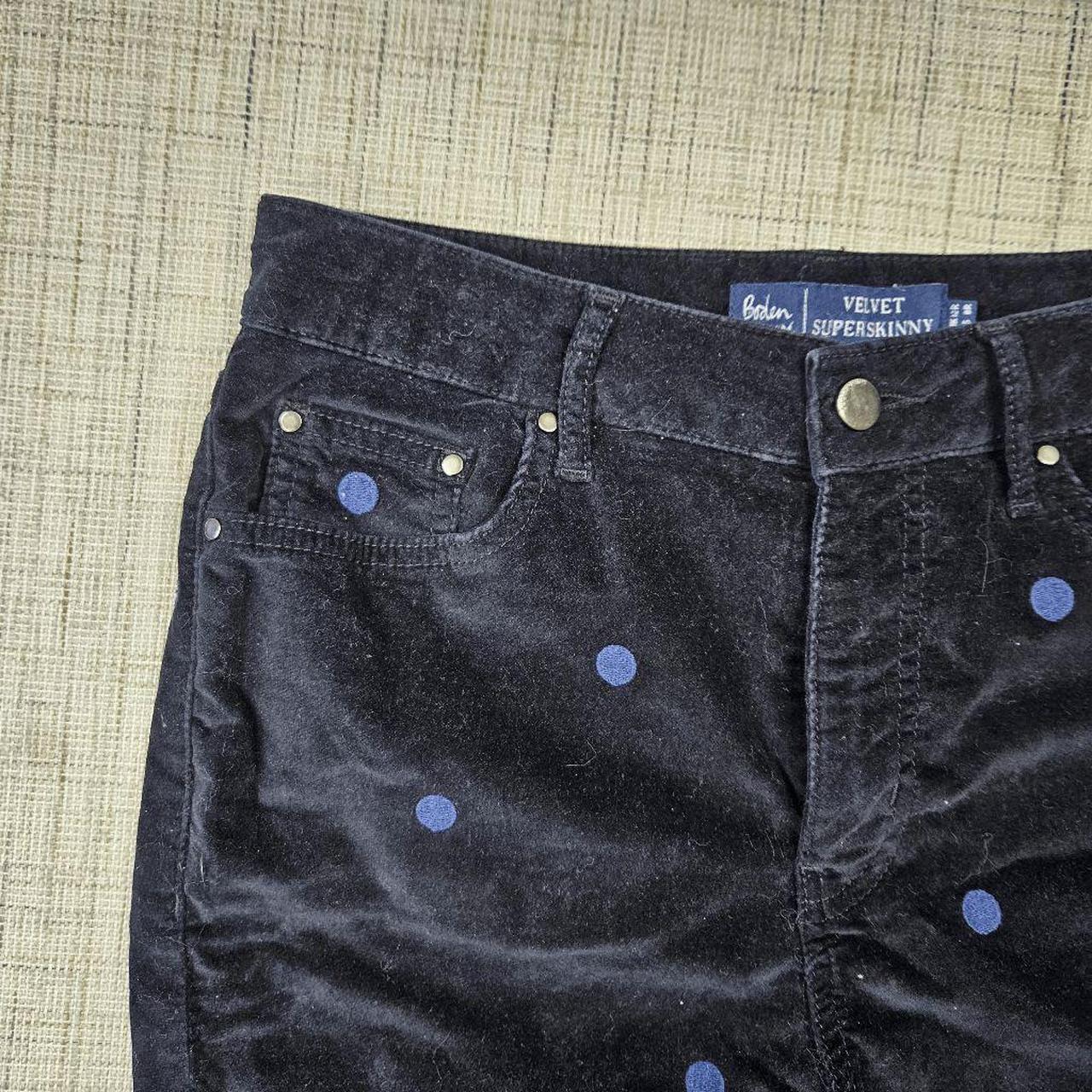 navy blue velvet trousers from boden in perfect... - Depop