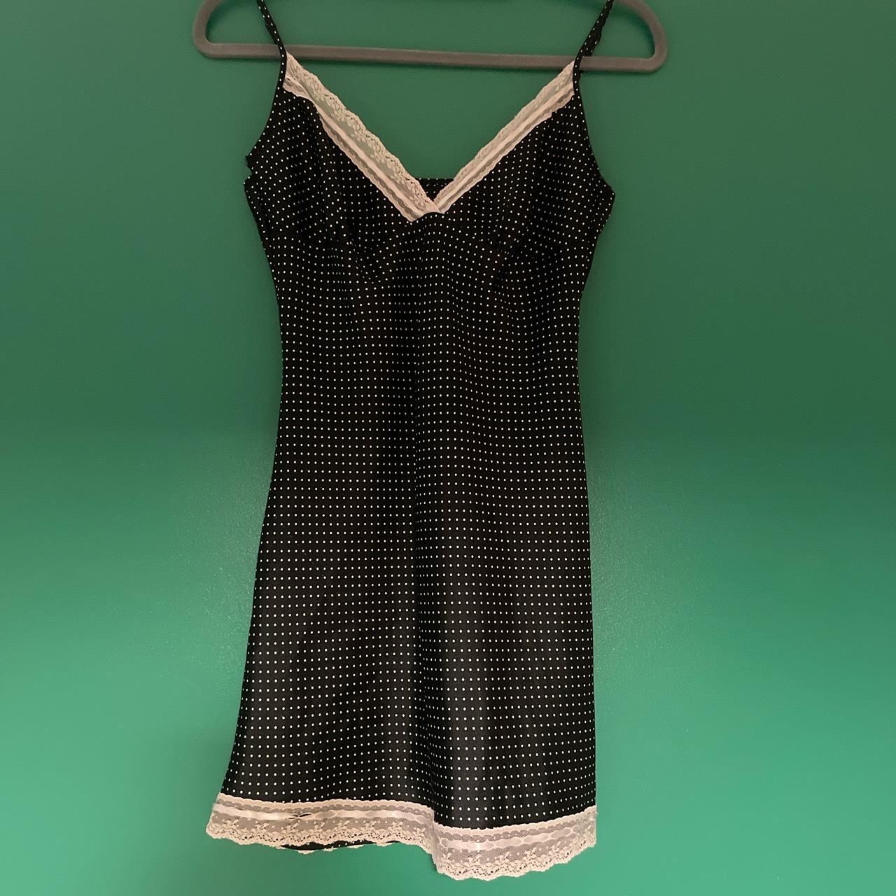 Polka dot vintage mini slip dress No size but would... Depop