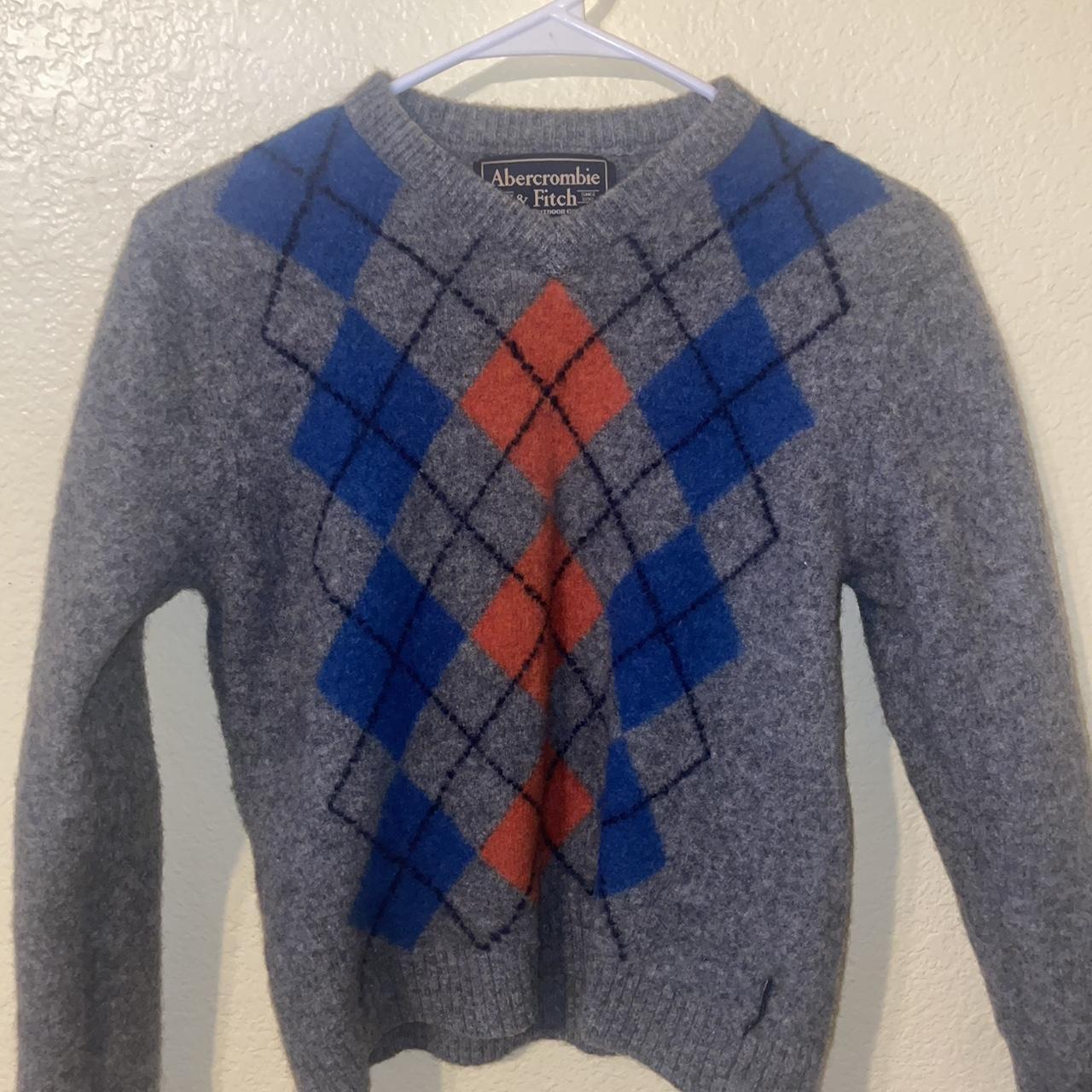 Abercrombie & Fitch Women's Grey and Blue Jumper | Depop