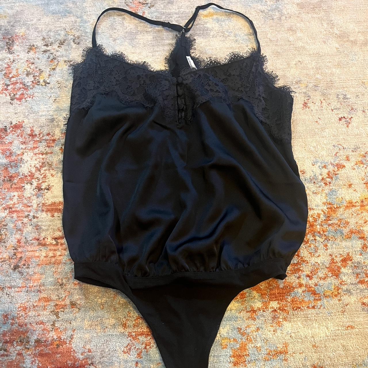 Satin sexy bodysuit Loveeee her! Classic black satin - Depop