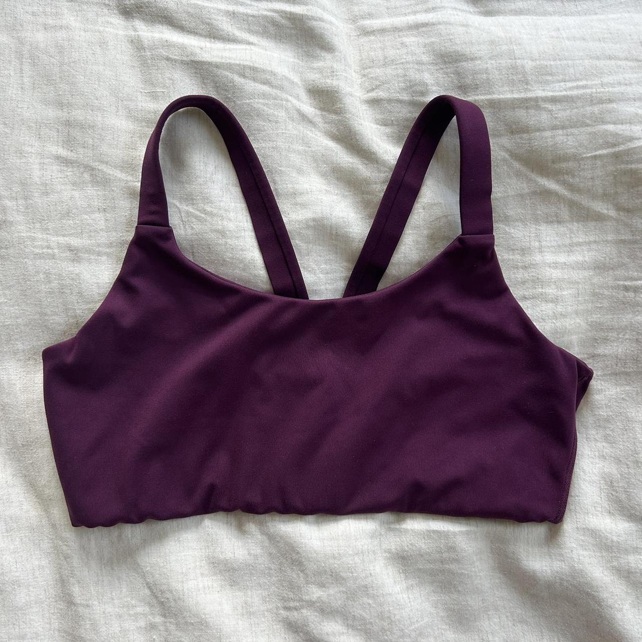 Girlfriend Collective Lou V-back sports bra in plum.... - Depop