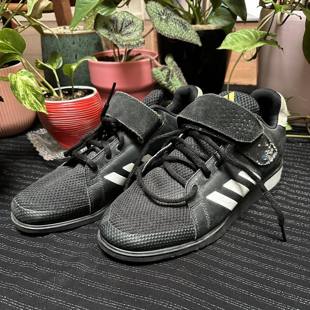 Adidas powerlifting shoes in black and white size. Depop