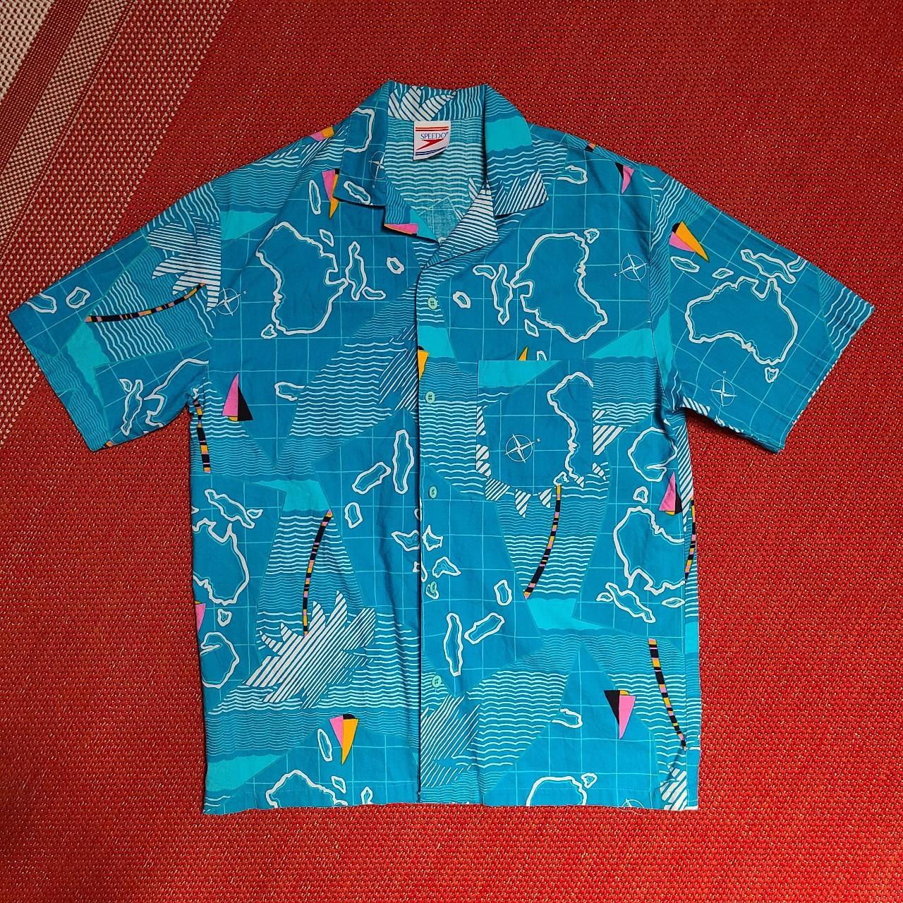 1990s Speedo Australia print blue Hawaiian/surf... - Depop