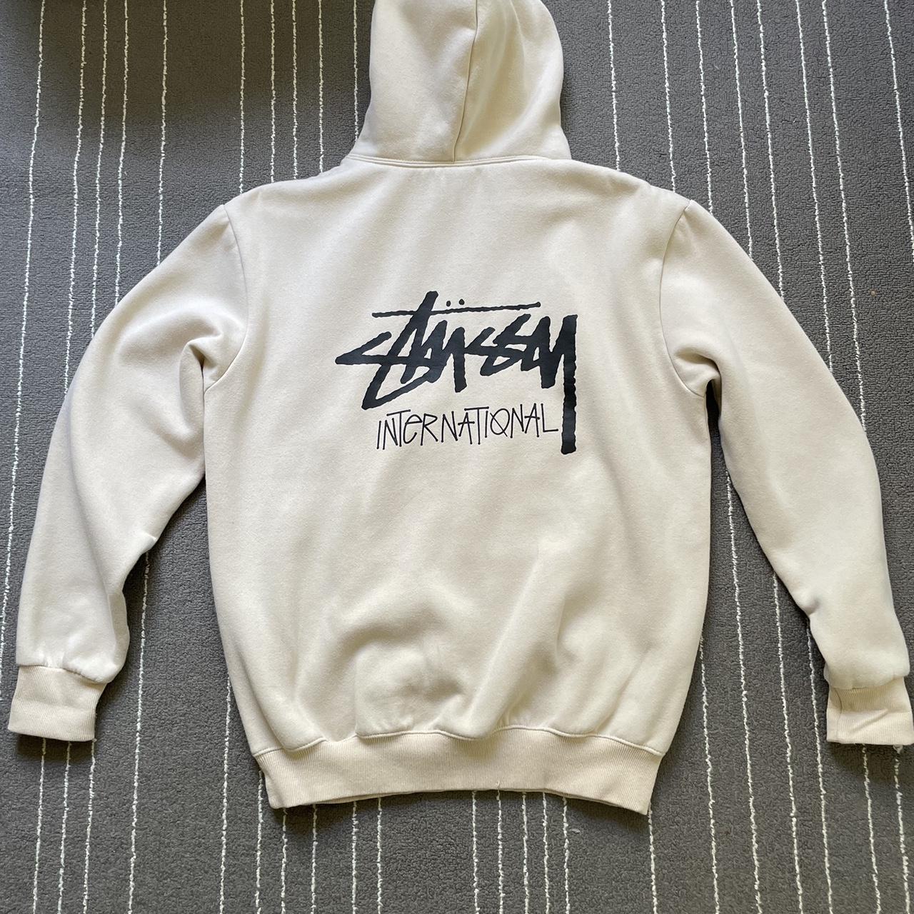 Stüssy Men's Cream Hoodie Depop