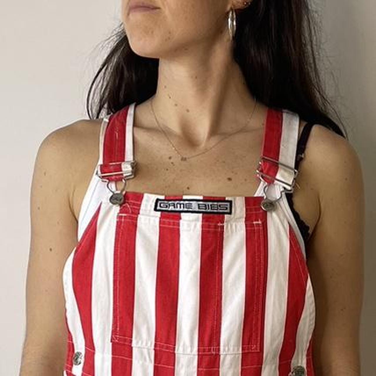 red and white striped bibs