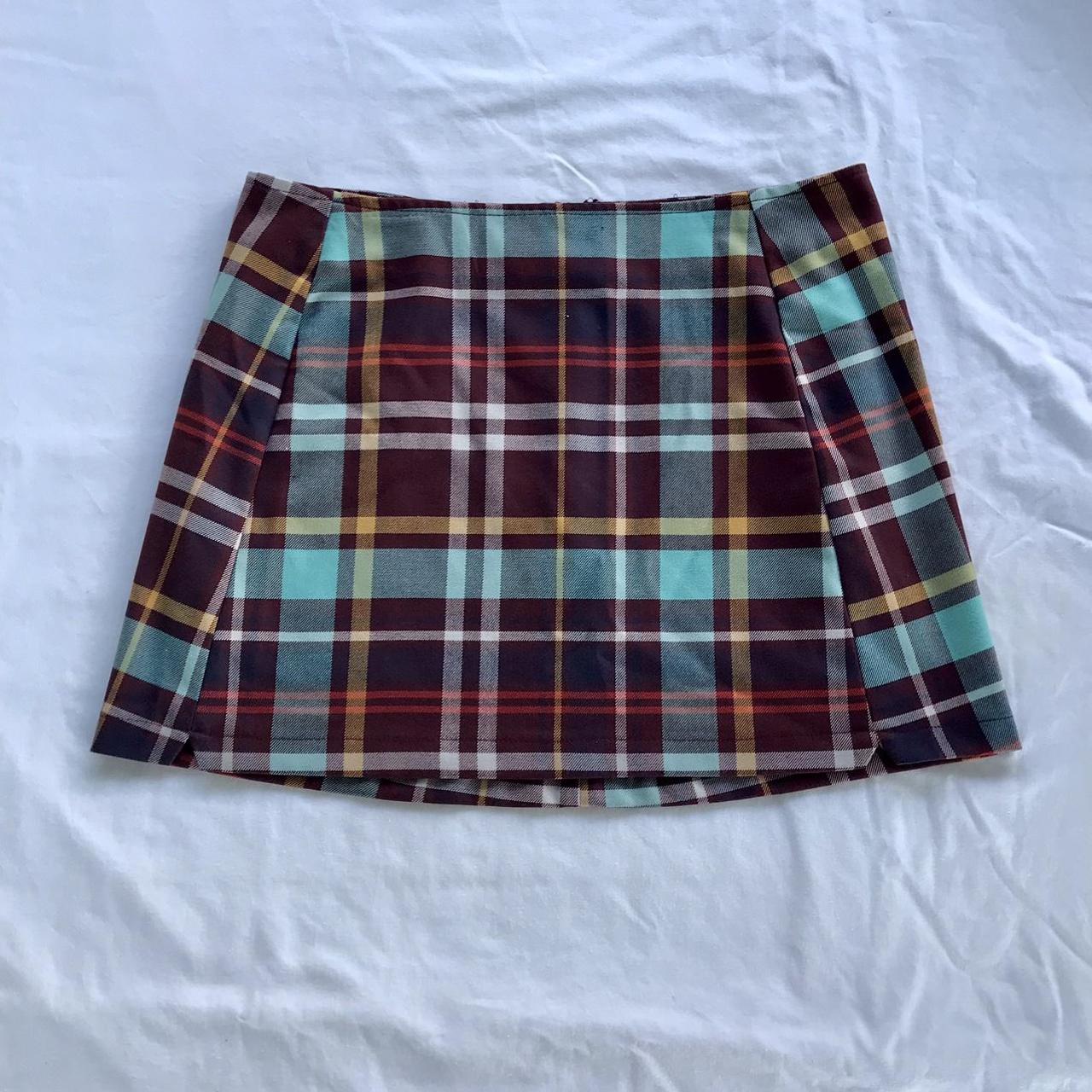 Maroon Urban Outfitters Checkered Skirt Urban Outfitters Multi