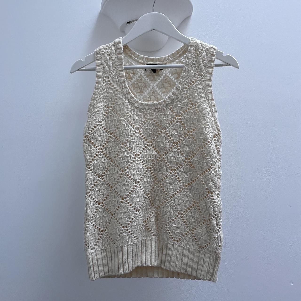 Vintage Cream Knit Vest Perfect for winter layering... - Depop