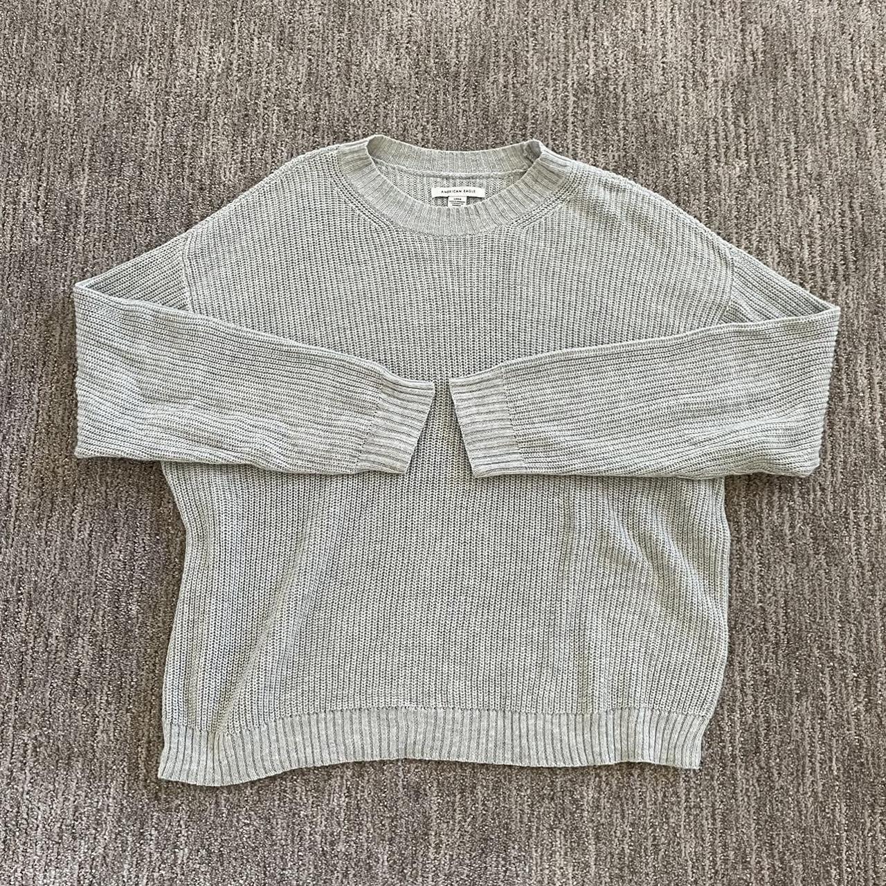 American Eagle Sweater Light grey. Super soft, knit... - Depop