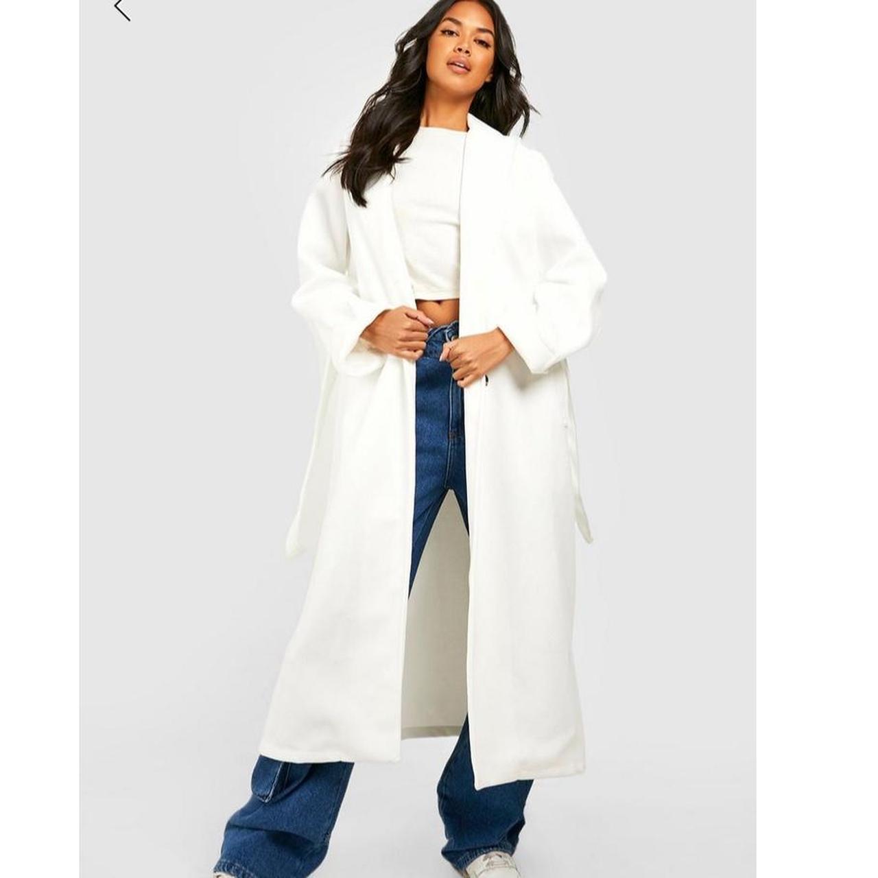 Boohoo Women's White Coat Depop