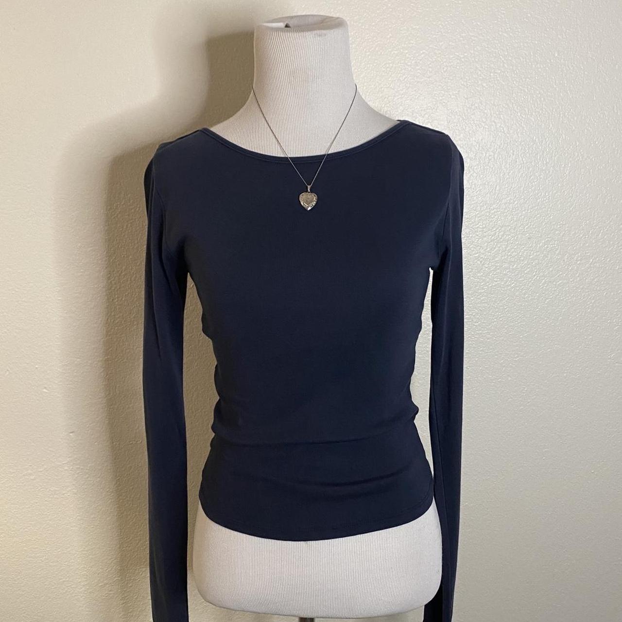 Brandy Melville Women's Navy Shirt | Depop