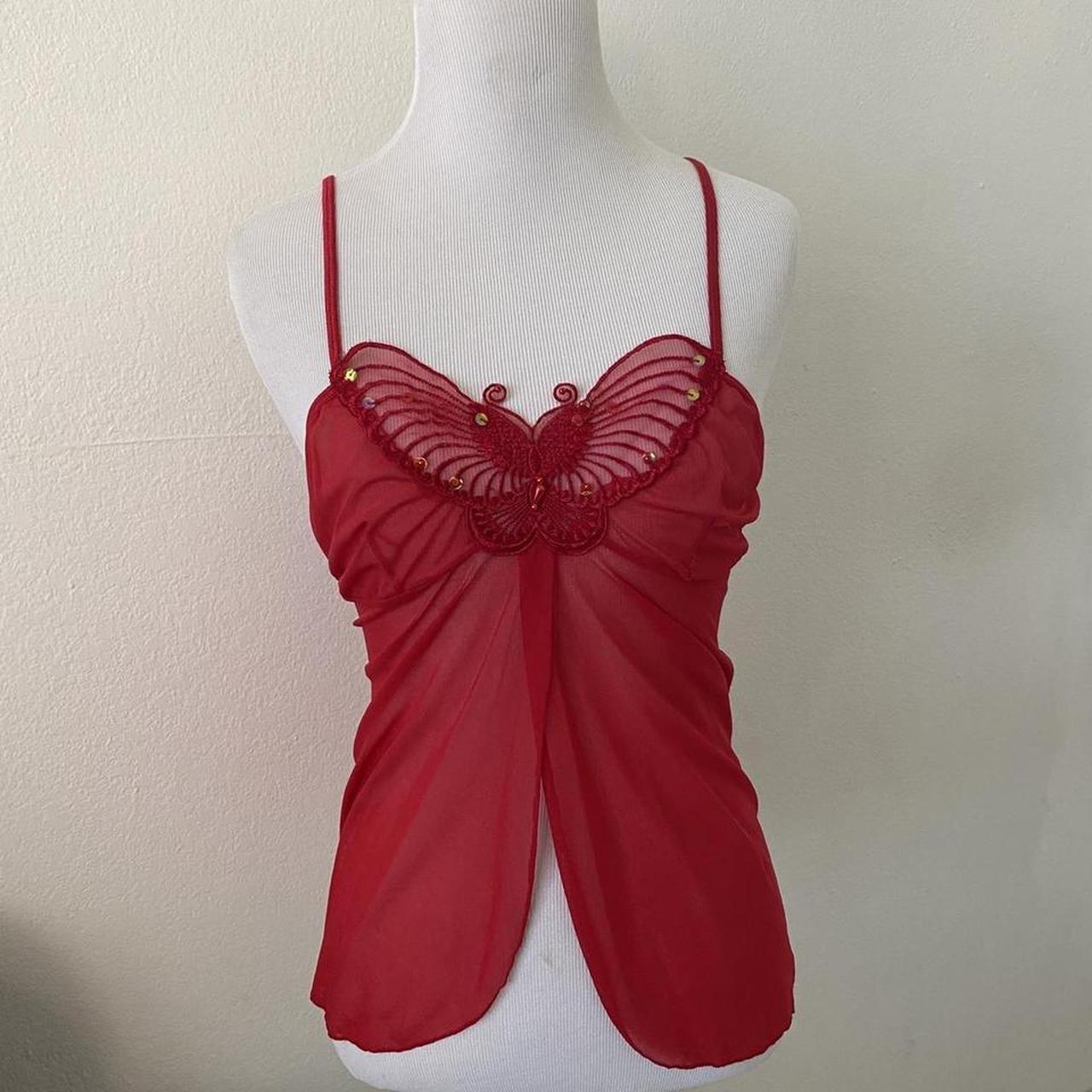 DEPOP PAYMENTS ONLY Red Butterfly Lingerie Top Depop