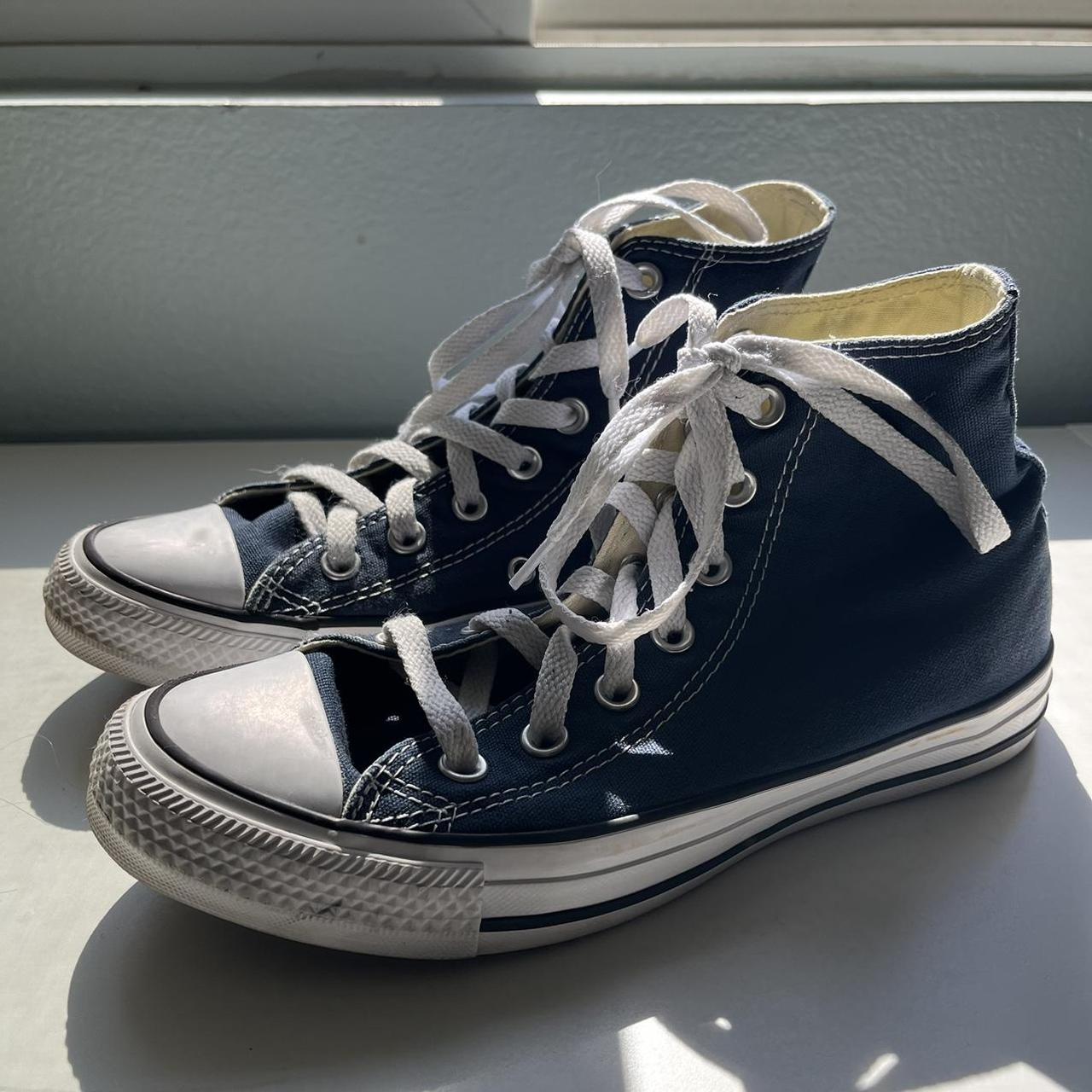 Navy blue high top converse. Women’s size 7. They... - Depop