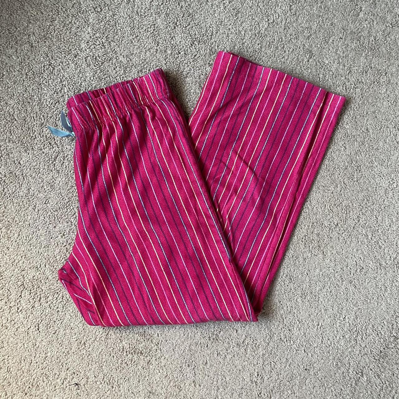 girl’s pink striped pajama pants gently worn size... - Depop