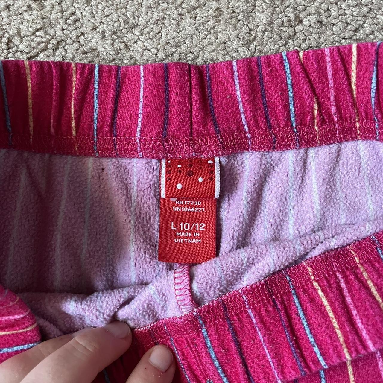 girl’s pink striped pajama pants gently worn size... - Depop