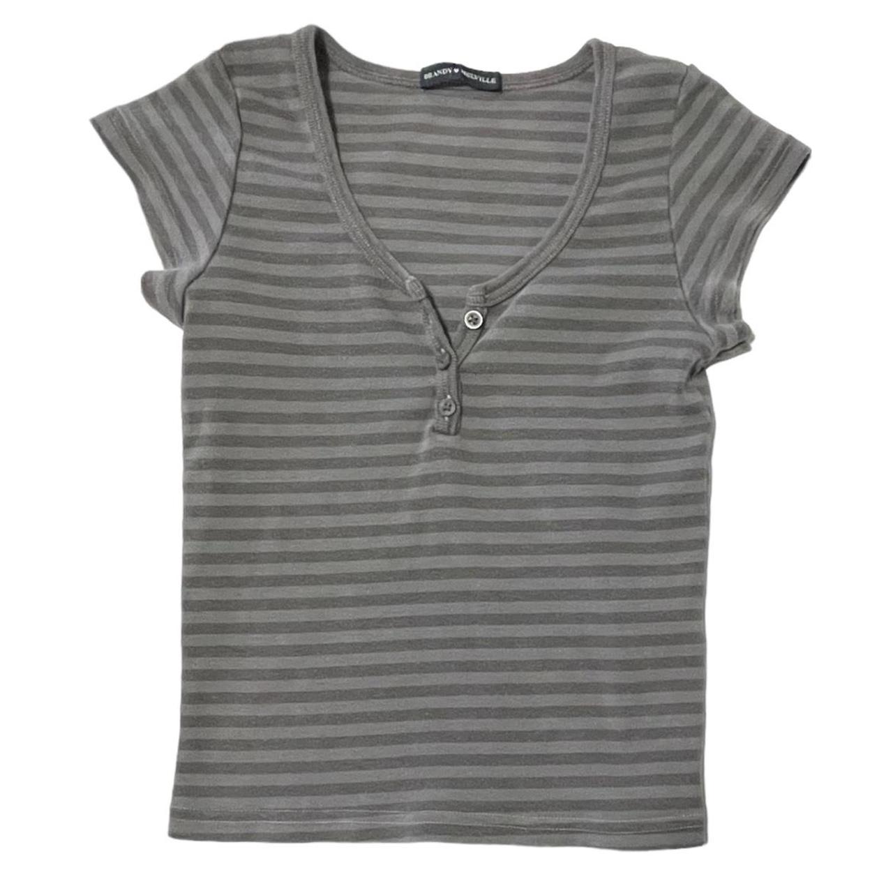brandy melville striped zelly henley top 👁‍🗨 -fitted... - Depop