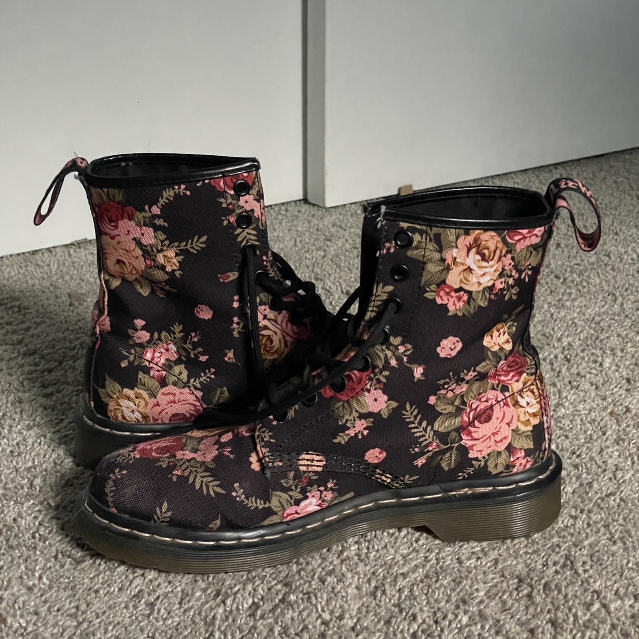 Doc Martens 1460 Victorian Flowers lace up boots... - Depop