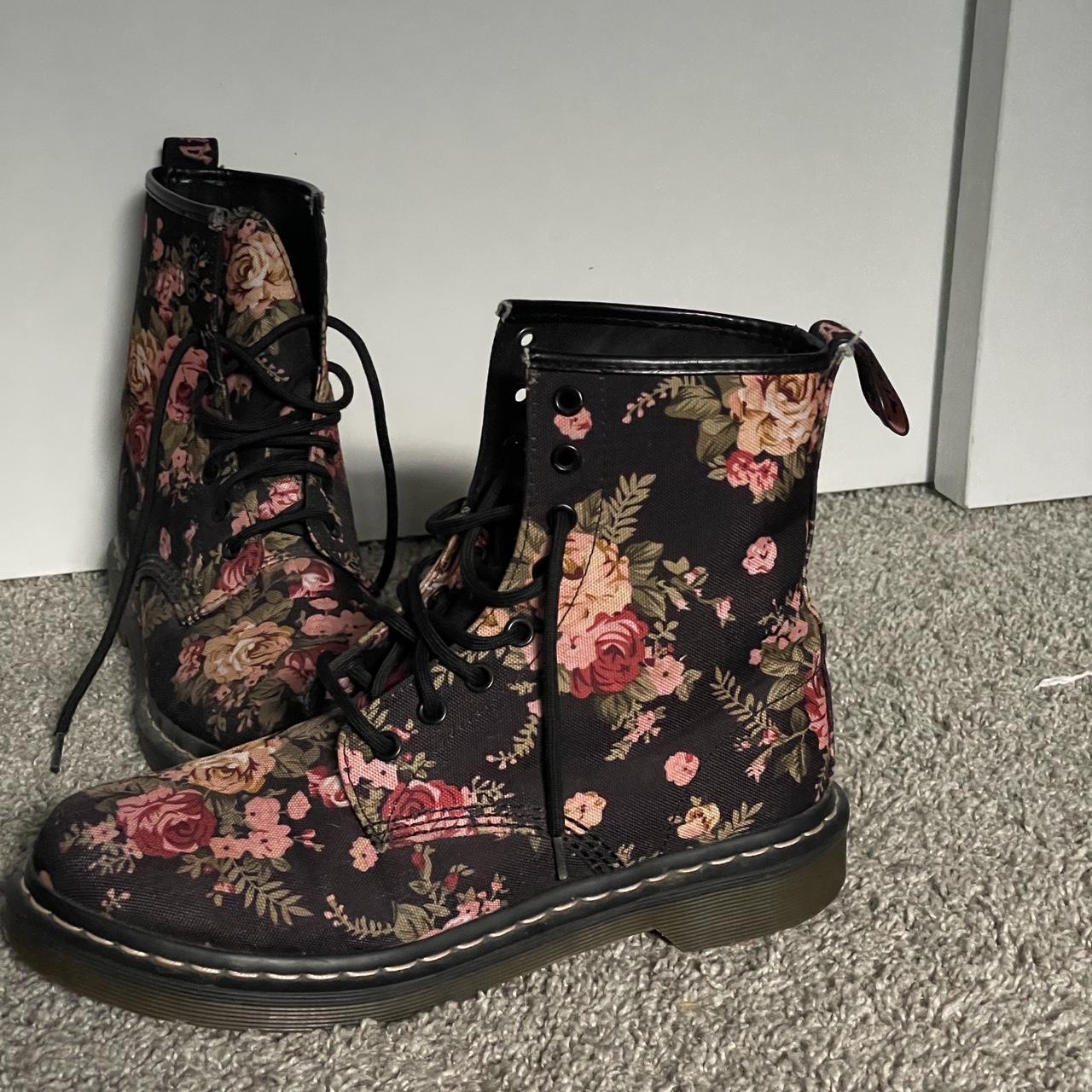 Doc Martens 1460 Victorian Flowers lace up boots... - Depop