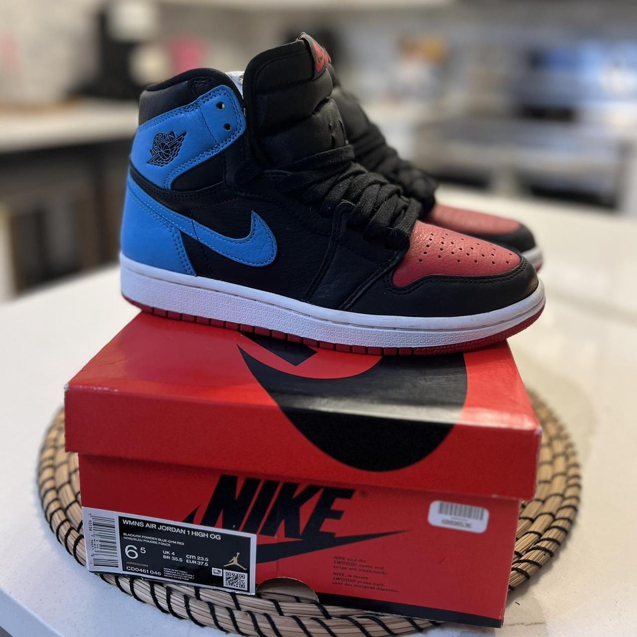 Jordan 1 retro high og black/powder blue/gym red gs best sale