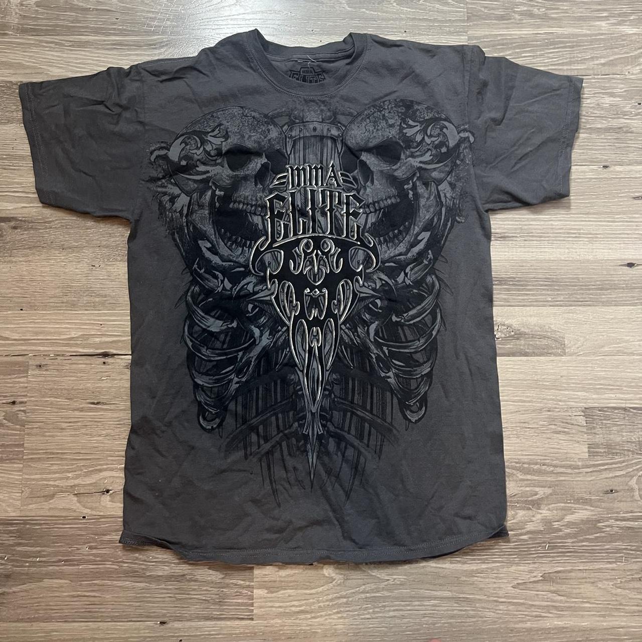 mma elite shirt that go hard asl. shiny print and a... - Depop