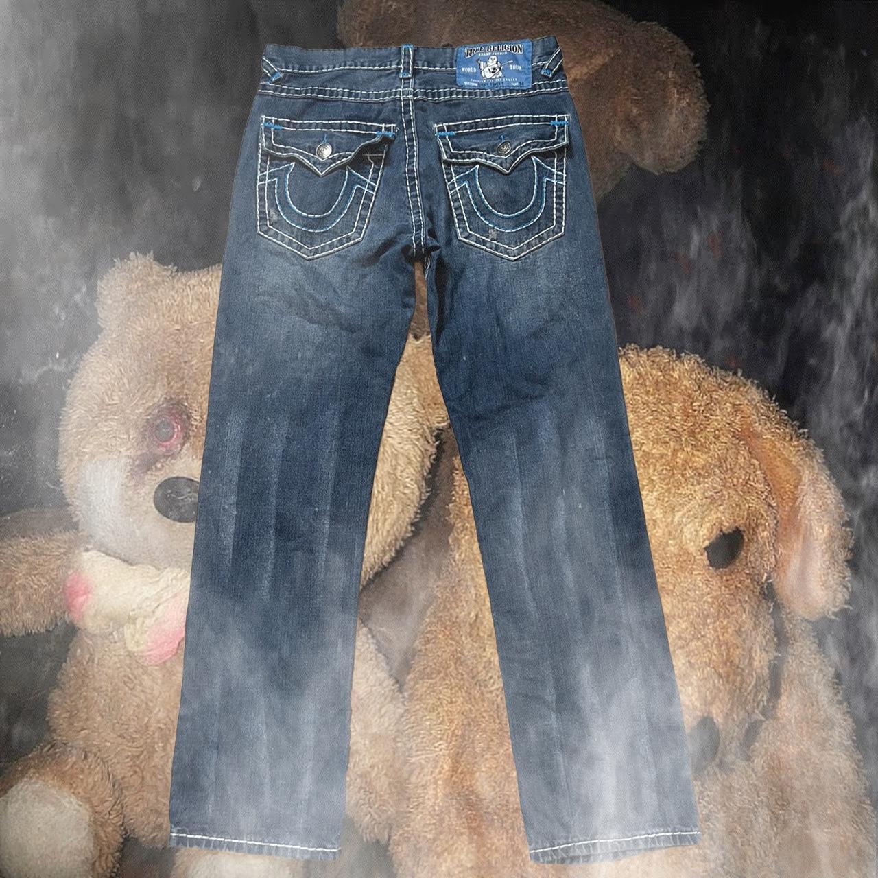 True religion jeans blue hot sale stitching