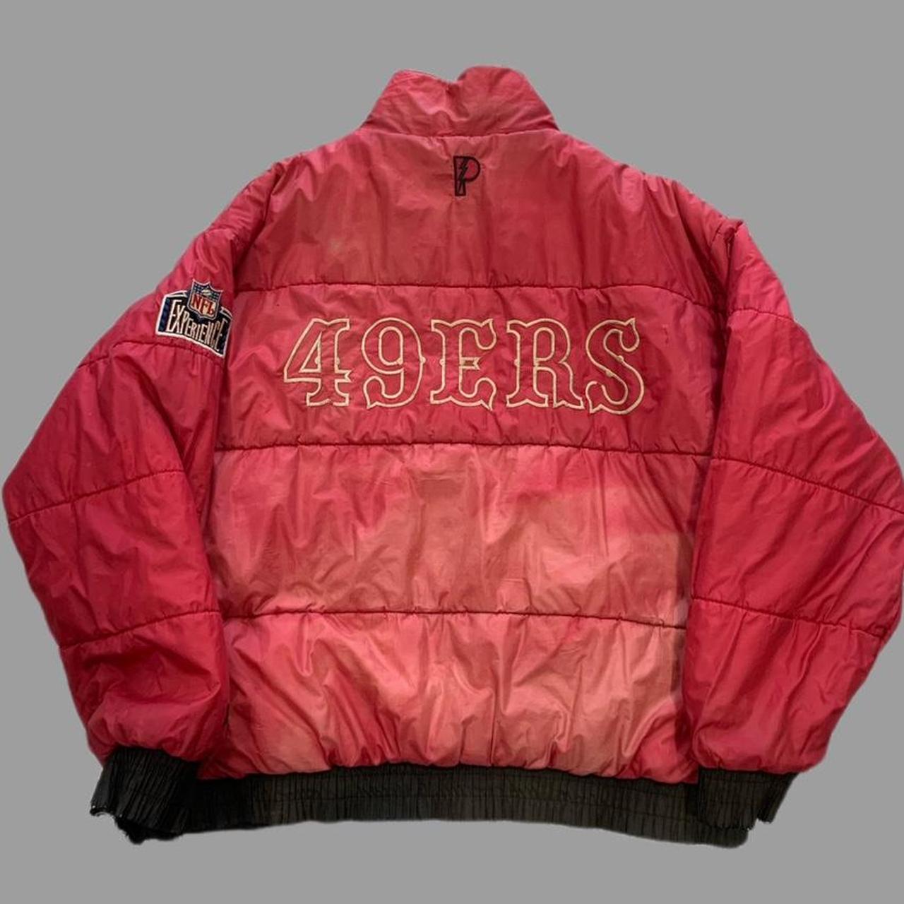 NFL Men's Burgundy and Gold Jacket Depop