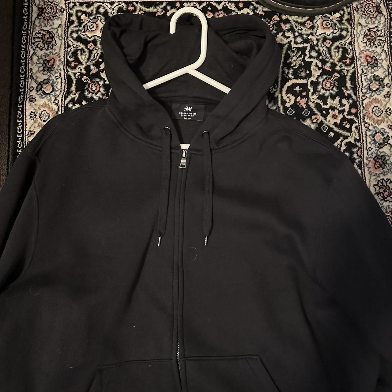h&m black zip hoodie. size xxl but fits more like an xl Depop