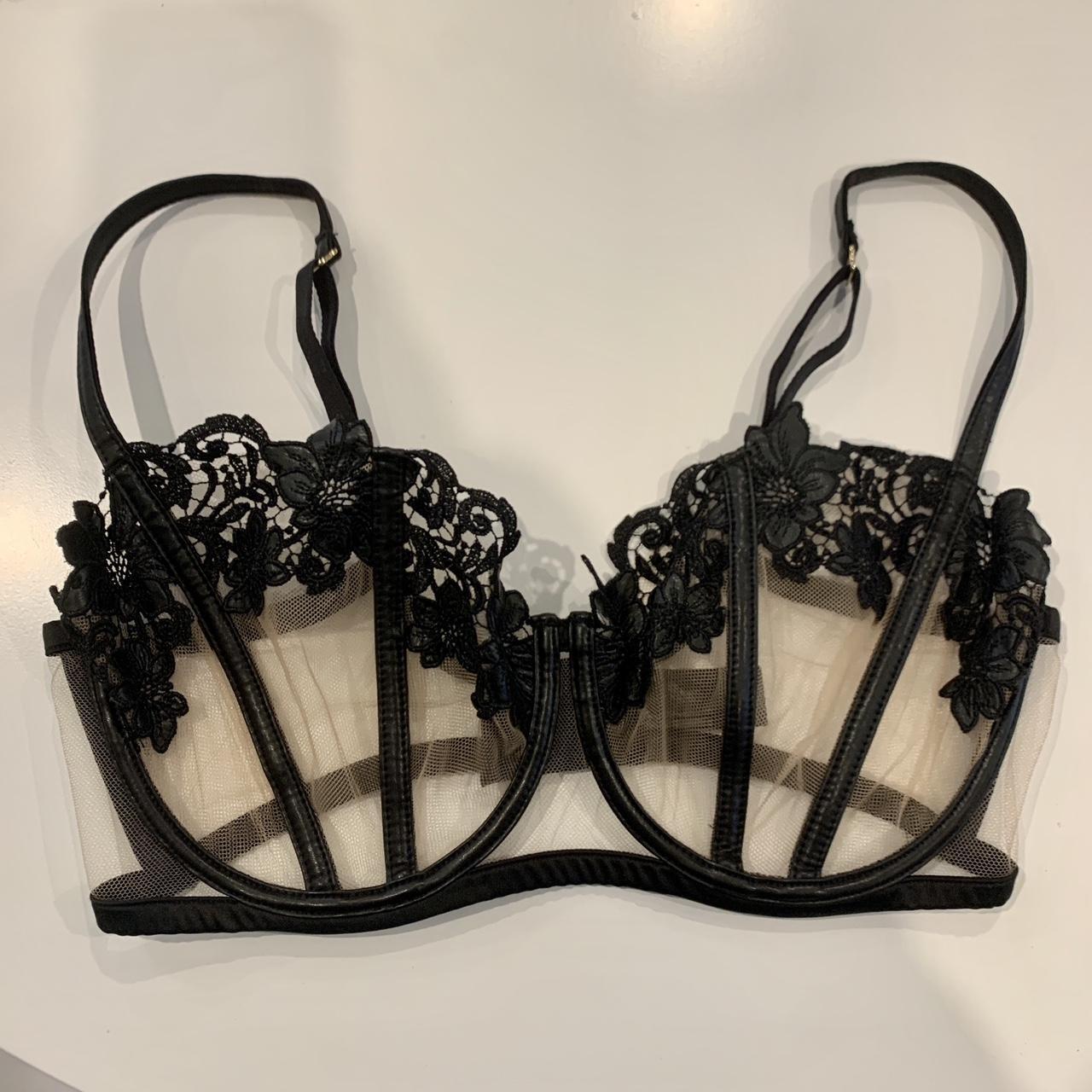 Honey Birdette Amelie Black Bra, Size 10E Small Tear... - Depop