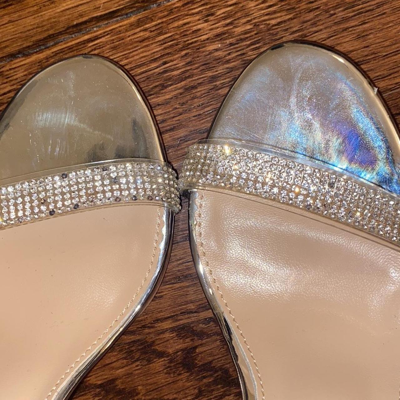 Fashionnova Silver Glass Slipper Size 7 - Depop