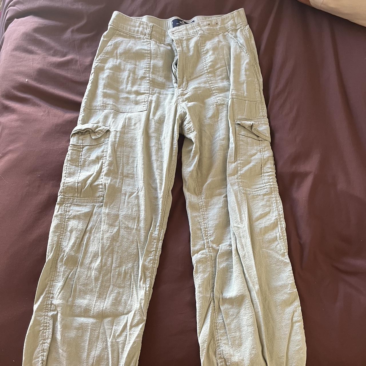 sage green cargo pants from Hollister. lightweight... - Depop