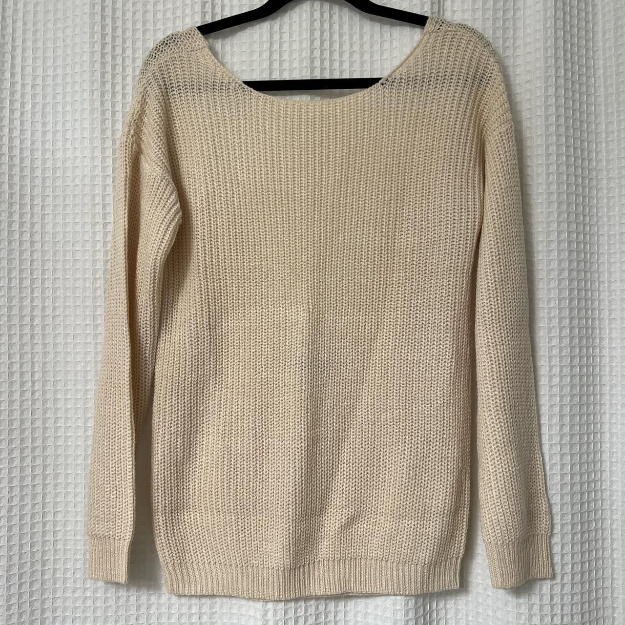 Nasty Gal Women's Cream and Tan Jumper | Depop