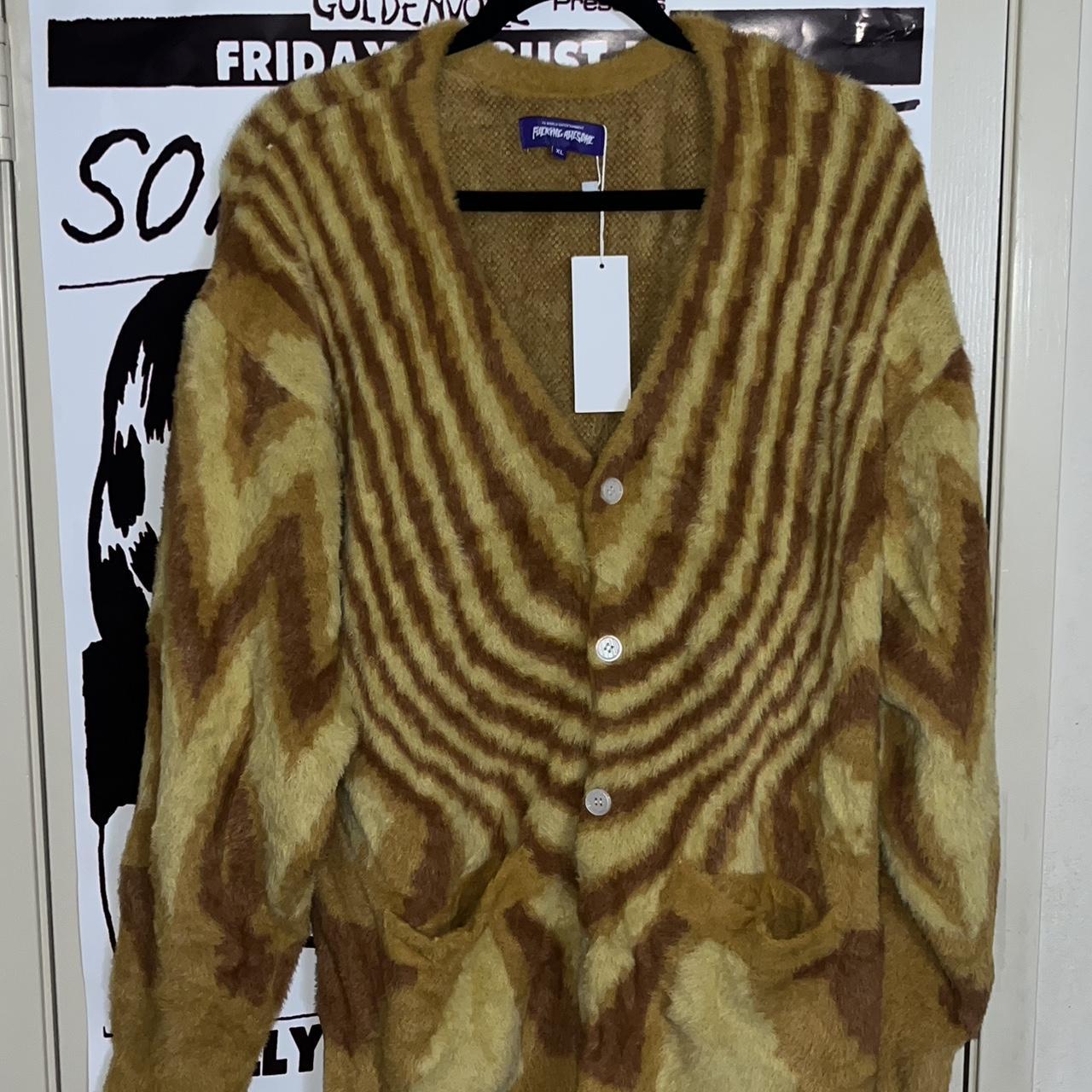 Fucking Awesome Acid Hairy Cardigan Camel... - Depop