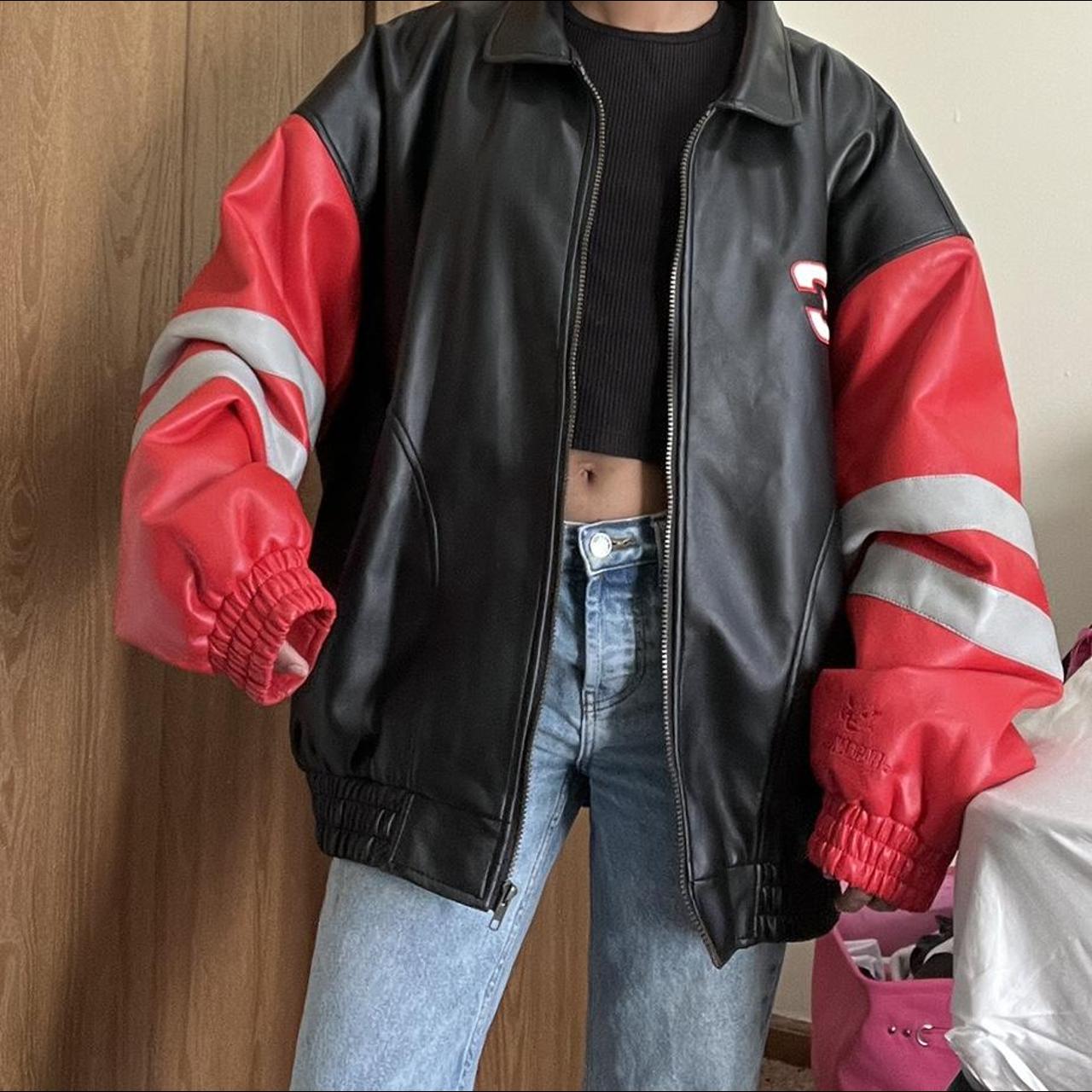 Chase Authentics Men's Black and Red Jacket | Depop