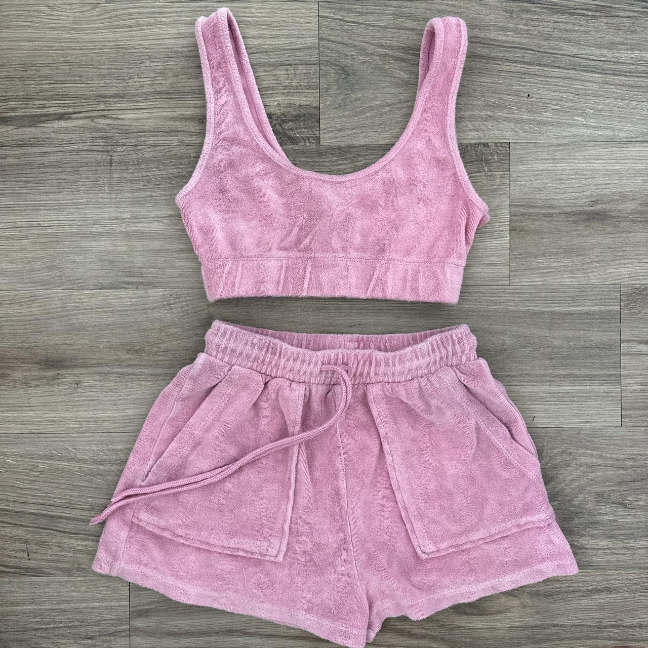 Zara terry pink set Size small terryclothset... Depop