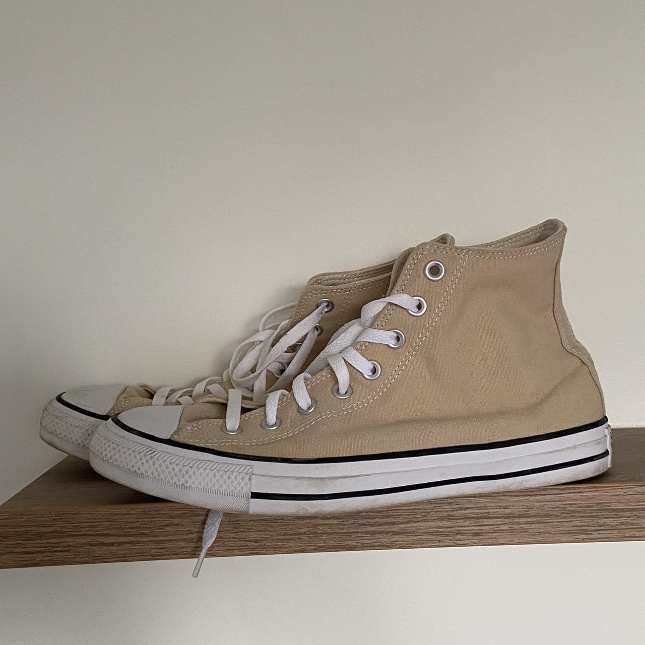 cream/ beige coloured converse selling because... - Depop