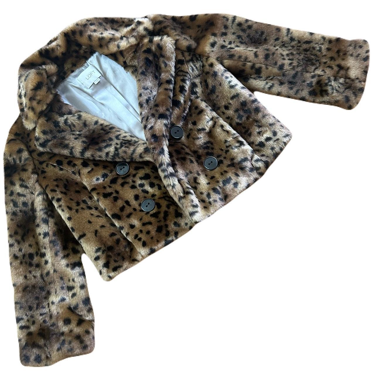 Ann Taylor loft cheetah print faux fur coat